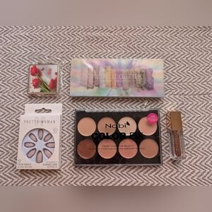 Metallic Glitter Press-On Nails - Red and Silver